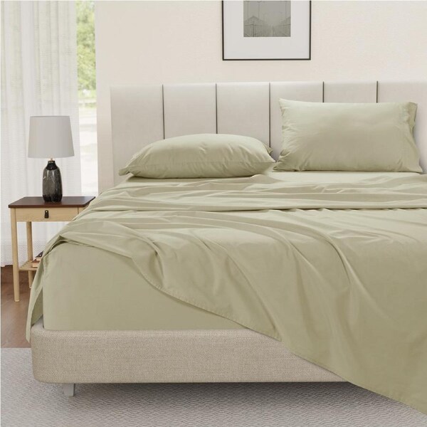 100% Cotton Percale Sheet Set - Linen Double