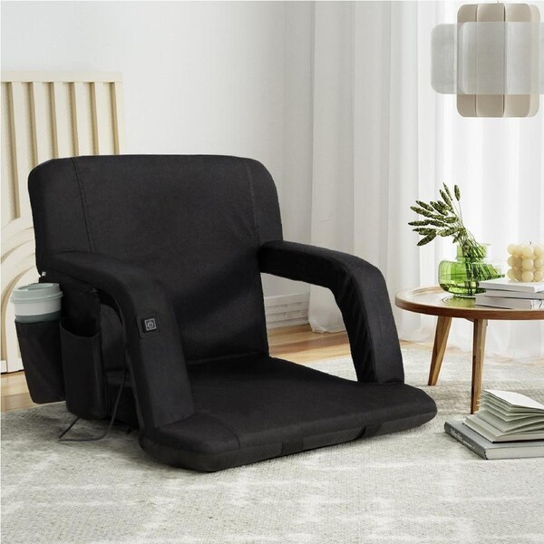 Artiss 1/2 PC Floor Chair Lounge Cupholder Heated Floor Cushion Lounger Black 1PC
