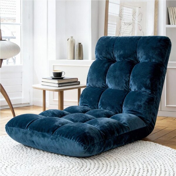 Artiss Floor Chair Sofa Bed Single Adjustable Futon Couch Cushions Floor Cushion Lounger Black/Grey/Navy/Pink Navy