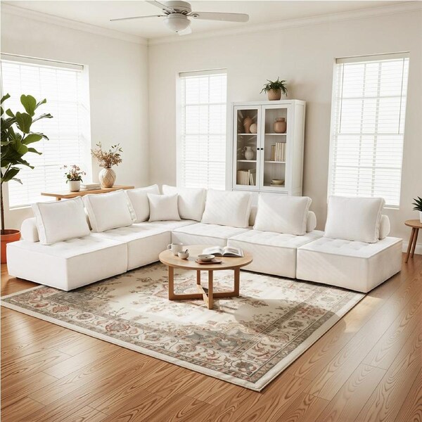 Artiss 1/2/3/4/5/6 PCS Modular Sofa Lounge Sofa Convertible Comfy Couch Floor Couches Bed Beige 6 Seater