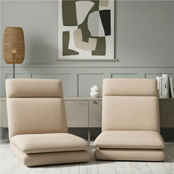 Artiss 1/2/4 PC Floor Chair Sofa 1 Seater Linen Beige 2PCS