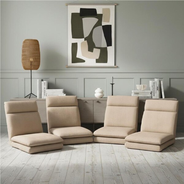 Artiss 1/2/4 PC Floor Chair Sofa 1 Seater Linen Beige 4PCS