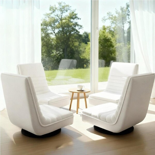 Artiss 1/2/4 PC Floor Chair Swivel Lounge Chair White 4PCS
