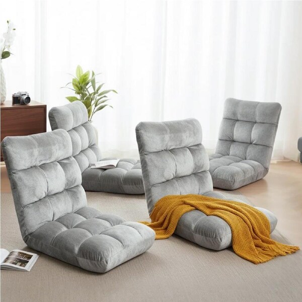 Artiss Floor Lounge Sofa Grey 4/2/1 PC Grey-4PCS