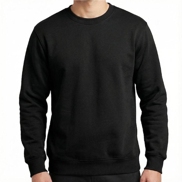 Adult Mens Crew Neck Jumper Sweater Fleece Blank Plain Pullover Top Winter Warm M