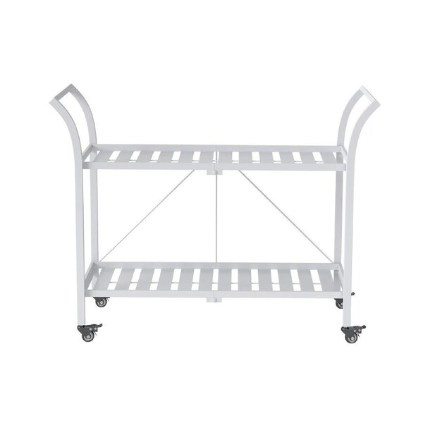 Hamptons 2 Tier Metal Bar Cart White