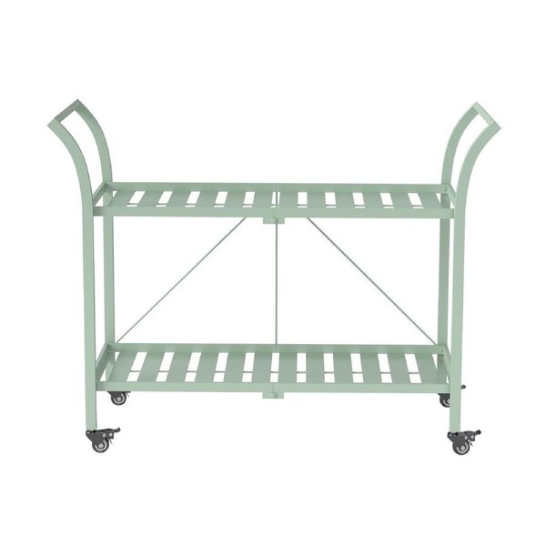 Hamptons 2 Tier Metal Bar Cart Green