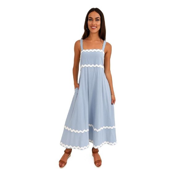 Azure Wave Cotton Maxi Dress 10