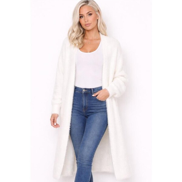 Luxe N Fluffy Oversized Long Cardigan – Ultimate Comfort & Style White / M/L
