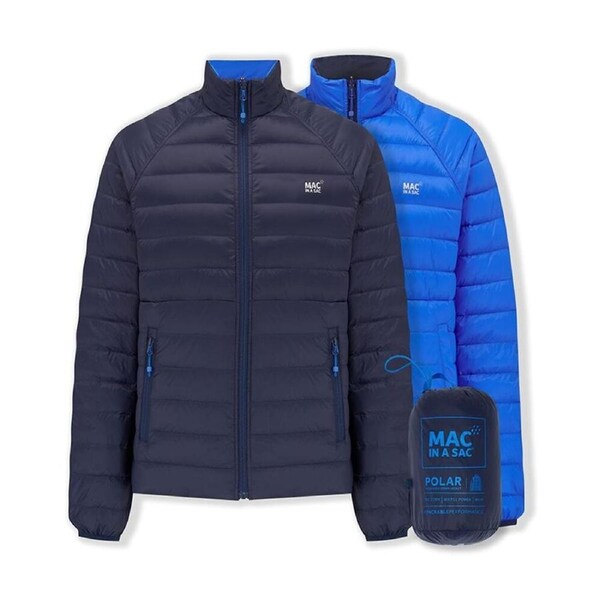 Mac In A Sac Packable Adult Mens Polar Duck Down Reversible Jacket Navy/Saxe XXXL