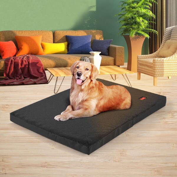 PaWz Pet Bed Foldable Dog Puppy Beds Cushion Pad Pads Soft Plush Black Black / M - 75cm x 50cm x 4cm