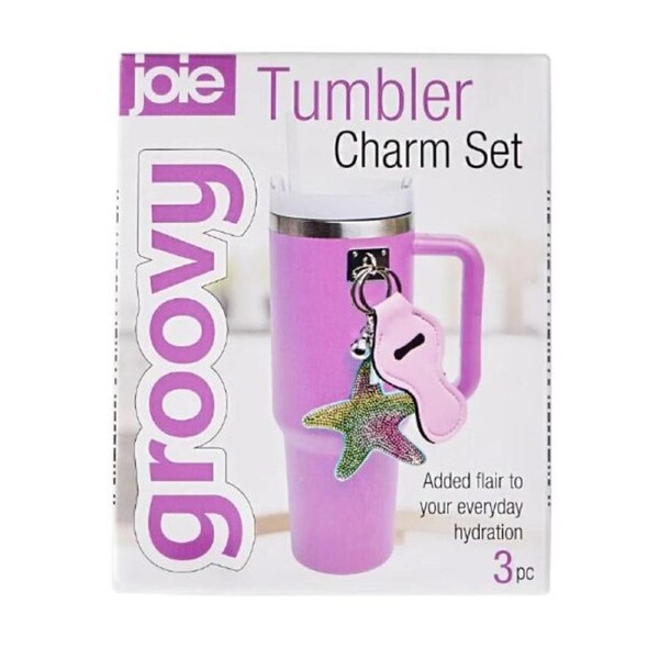 Joie Groovy Tumbler Charm Set Starfish 3 Piece Purple