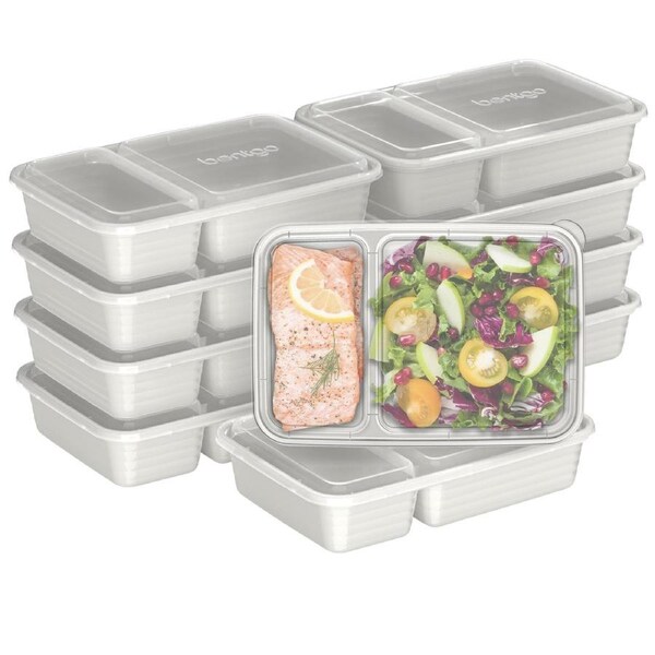 Bentgo Prep 2 Compartment Container - 10 Pack Whisper Grey