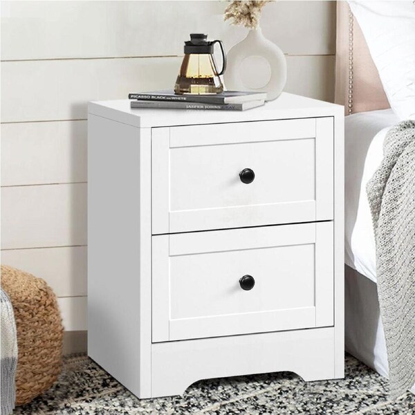 ALFORDSON Bedroom Suite Bedside Table Storage Cabinet White / 2-Drawer