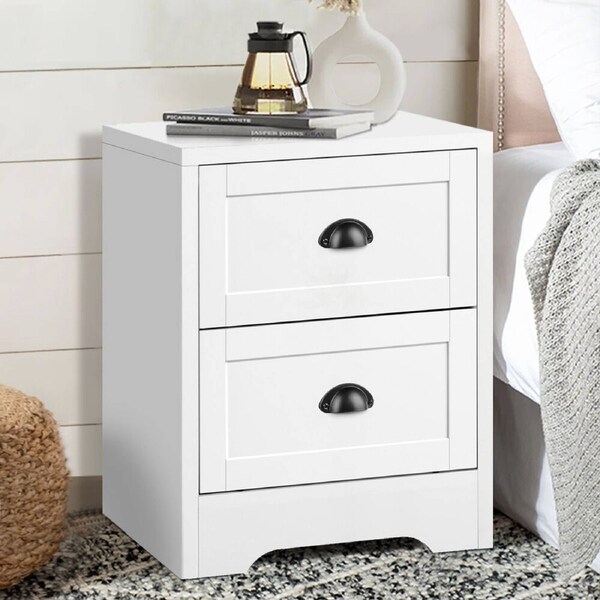 ALFORDSON Bedroom Suite Bedside Table Storage Cabinet White / 2 Drawers
