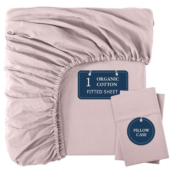 100% Organic Washed Cotton Fitted Sheet Set - Sepia Rose Queen