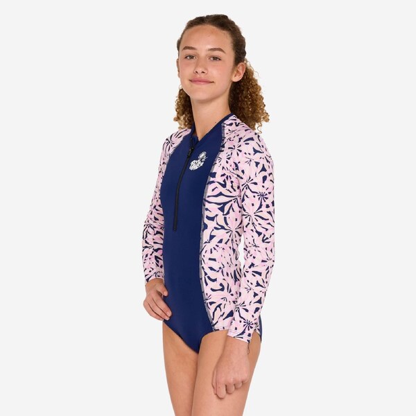 Decathlon Girls’ Surfing Front Zip Long Sleeve One Piece Swimsuit 500 Lucy Lilac 12-13 Years / 149-159 cm / Blue