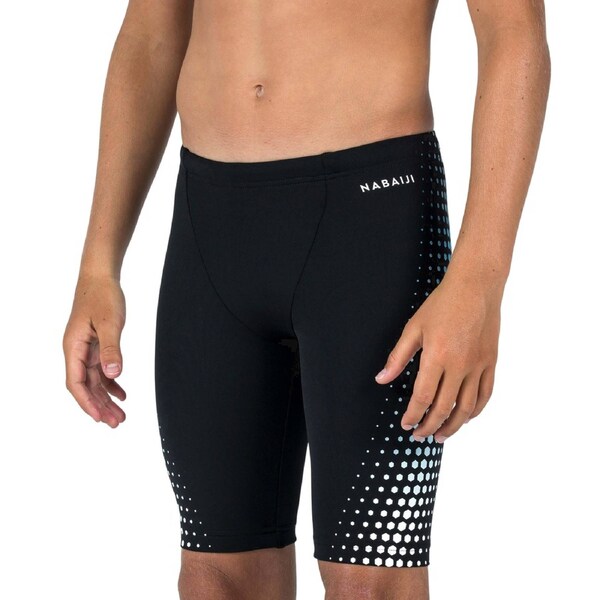 Decathlon Boys’ Swimming Jammer 500 Fitib Black White Mesh 10-11 Years / 141-150 cm / Black