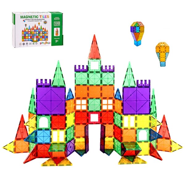 Playpals Kids Magnetic Tiles Blocks Building Educational Toys Child Gift Classic 100PCS
