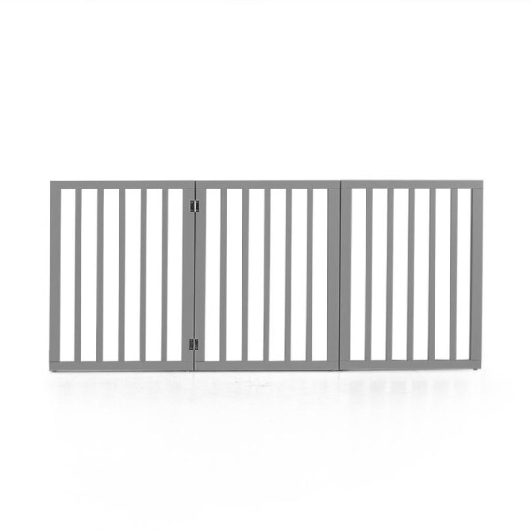 Petzly Pet Gate Dog Fence Safety Barrier Security Door Grey - 3 Panels
