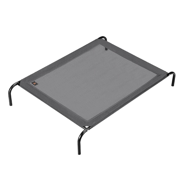Petzly Elevated Trampoline Raised Pet Dog Bed Washable Breathable Mesh Grey - L