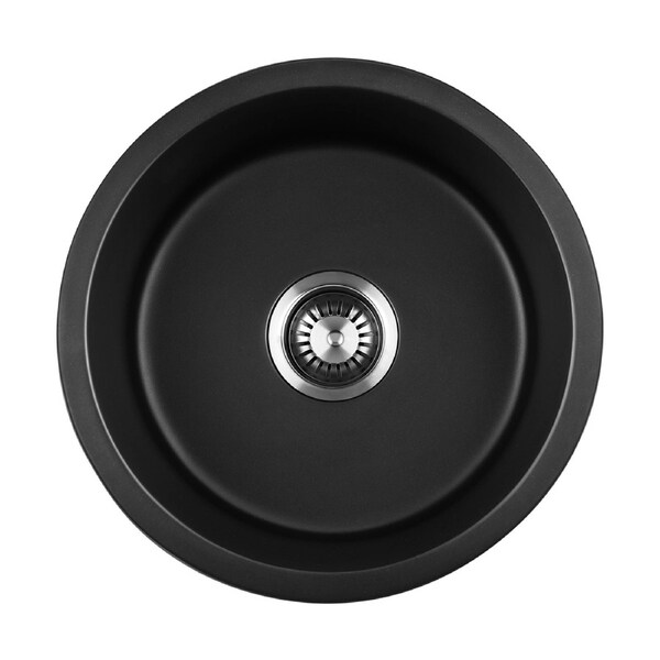 Welba Kitchen Sink Basin Stone Sink Bathroom Laundry Single Double Bowl Black-430x430mm