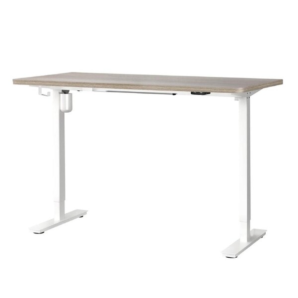 Oikiture Electric Standing Desk Single Motor 120/140/150cm White Frame+GY Top 140cm
