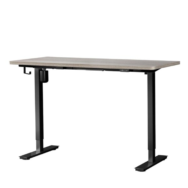 Oikiture Electric Standing Desk Single Motor 120/140/150cm Black Frame+GY Top 140cm