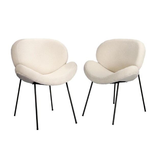 Oikiture 2x Dining Chair Accent Chairs Tub Armchairs Sherpa 4 Style Style 4/Warm White