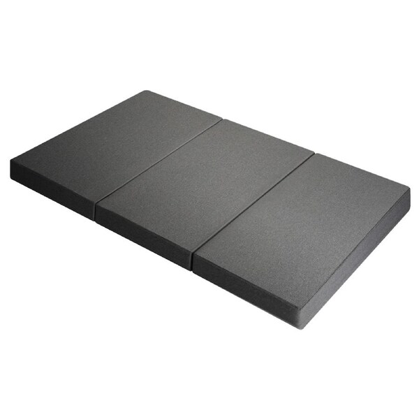 Bedra Folding Mattress Foldable Bed 3 4 Fold Sleeping Floor Mat Camping Cushion Model 5- Dark Grey Linen-Double