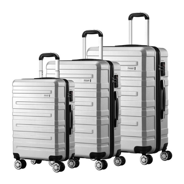 Mazam 1/2/3PCS Luggage Suitcase Trolley Set Travel TSA Lock Storage Hard Case 3PCS 20"+24"+28"/Silver