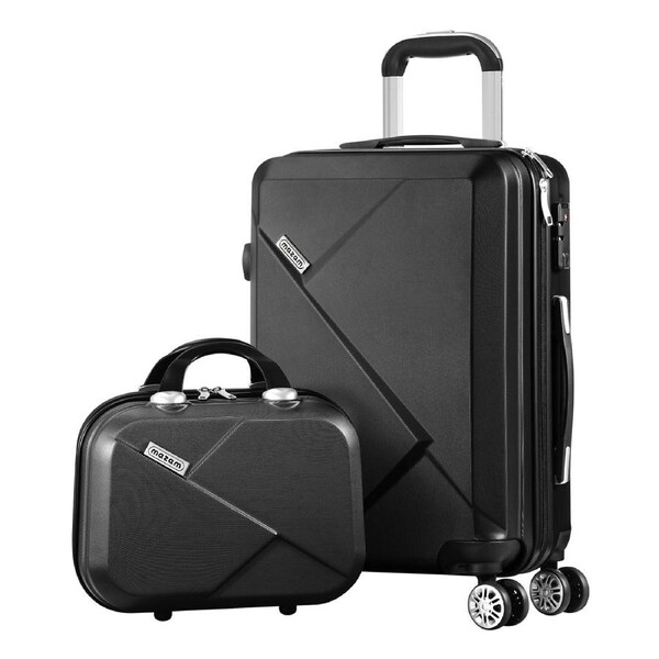 Mazam 1/2/3PCS Luggage Suitcase Trolley Set Travel TSA Lock Storage Hard Case 2PCS( 20"+12")/Black
