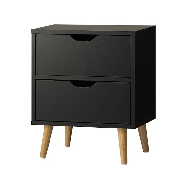 Oikiture Bedside Tables Black Side Table Bedroom Furniture Storage Cabinet CLASSIC