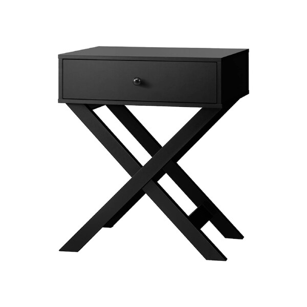 Oikiture Bedside Tables Black Side Table Bedroom Furniture Storage Cabinet SARA CROSS