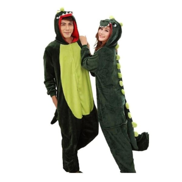 Adults Green Dinosaur Onesie Animal Costume Pyjamas Party Book Week M