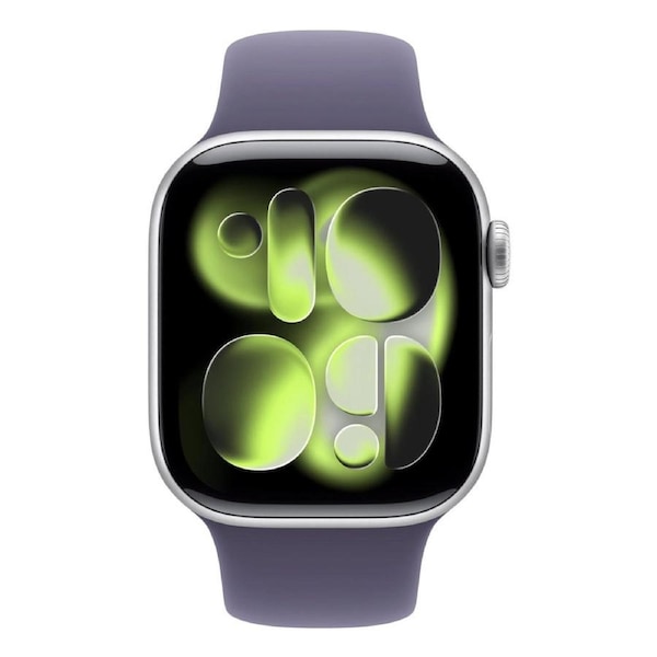 Apple Watch Series 11 GPS + Cellular 42mm Silver Aluminium Case w/ Purple Fog Sports Band (S/M) Purple