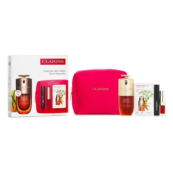 Clarins Favourites Set: Double Serum 30ml+Lip Comfort Oil - # 03 1.4ml+Wonder Volume Mascara XXL 3ml+Double Serum Eye Sample 0.9ml 4pcs 4pcs