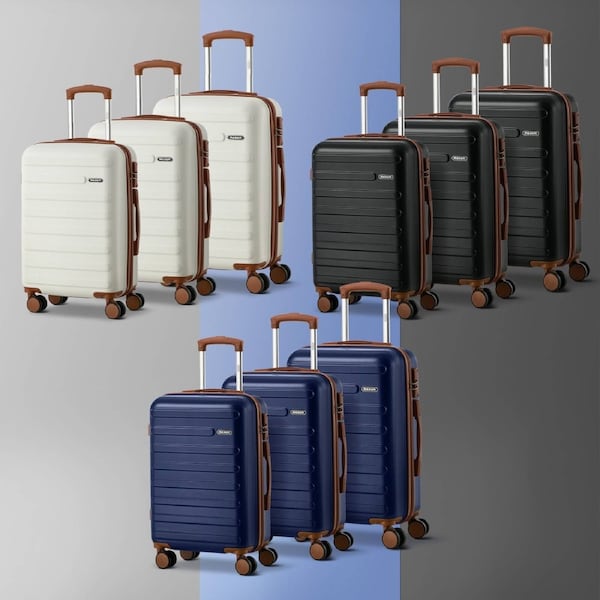 Mazam 3PCS Luggage Suitcase Trolley Set Travel Lightweight TSA Lock Hard Case Navy