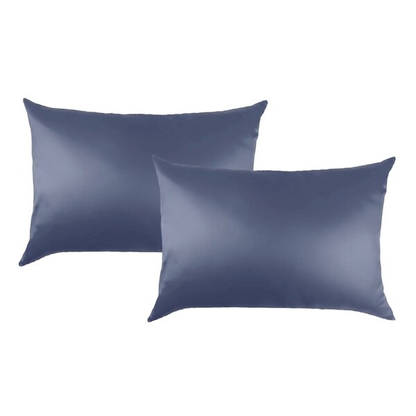 Royal Comfort Mulberry Silk Hypoallergenic Pillowcase Twin Pack Peri Winkle Blue