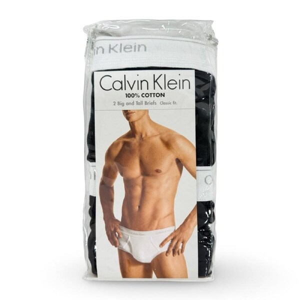 Calvin Klein Men’s Big & Tall Cotton Brief 2 Pack – Black XL