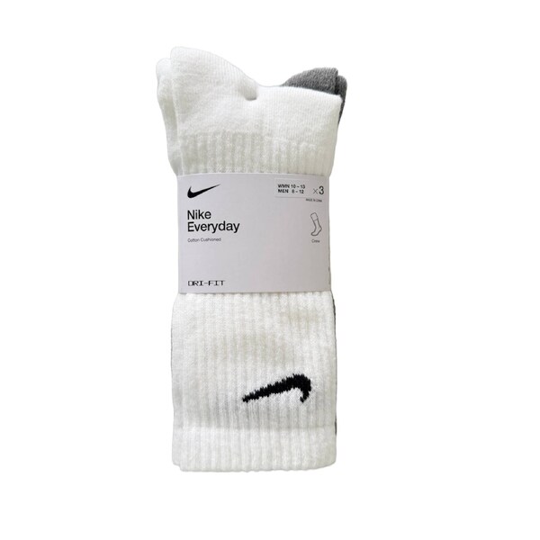 Nike Unisex Everyday Cushion Crew Socks 3-Pack - Black/White/Carbon Heather M