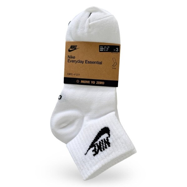 Nike Unisex Everyday Essential Ankle Socks 3-Pack - White/Black S
