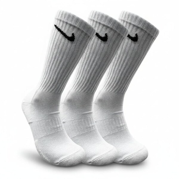 Nike Unisex Cotton Cushion Crew Socks 3-Pack – White M