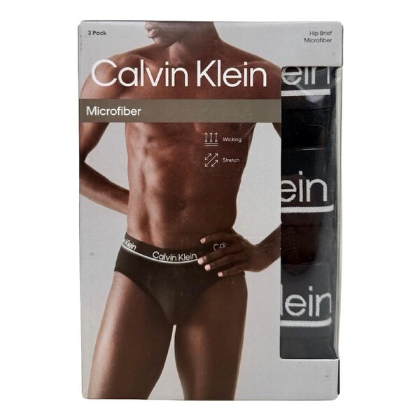 Calvin Klein Men’s Microfiber Hip Brief 3 Pack – Black S