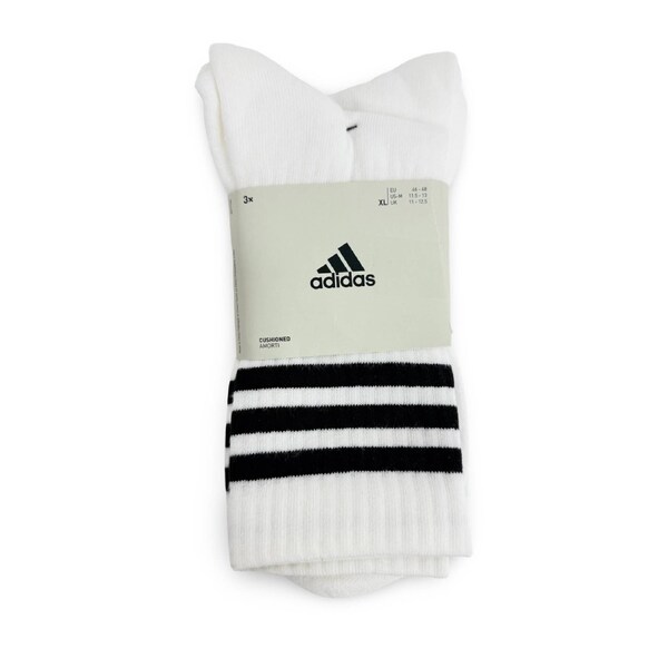 Adidas Cushioned Crew Striped Socks 3 Pack - White/Black XL