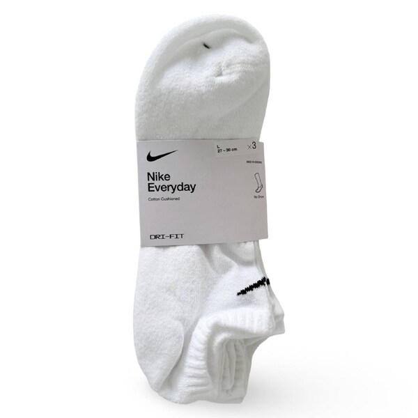 Nike Unisex Cushioned No Show Socks 3-Pack - White/Black S