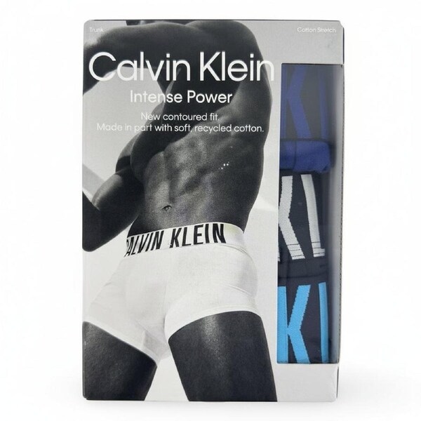 Calvin Klein Men's Intense Power Trunks 3 Pack – Black/Blue/Cobalt M