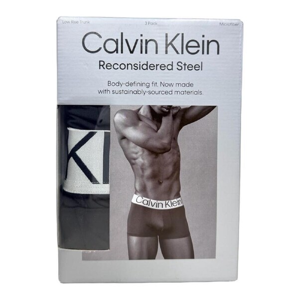 Calvin Klein Men's Reconsidered Steel Microfiber Trunk 3 Pack – Black XL