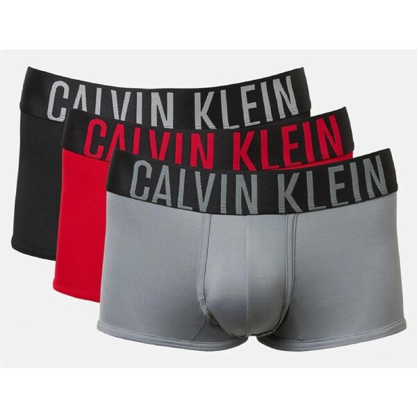 Calvin Klein Men’s Intense Power Low Rise Trunk 3 Pack – Black/Grey/Red L