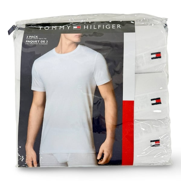 Tommy Hilfiger Men's Cotton Crew Neck T-Shirt 3 Pack - White M